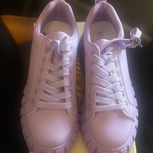 Purple Low-Top Sneakers with Leather-Like Finish